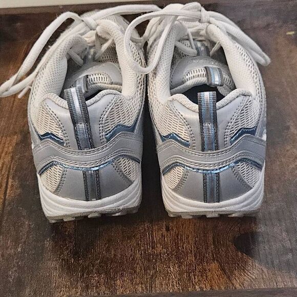 SKECHERS SHAPE UPS 11814 Metallic Blue Silver Tone Walking Yoga Womens Shoes Wom - Picture 4 of 5